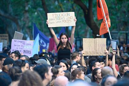 La marcha universitaria en la ciudad de Rosario, en Santa Fe