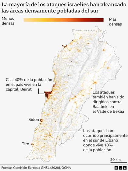 La mayoría de los ataques israelíes han alcanzado las áreas densamente pobladas del sur