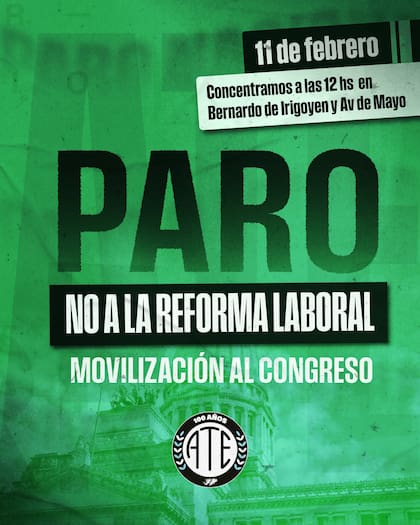La medida incluye una movilización hacia el Congreso