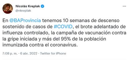 La medida oficial que anunció Nicolás Kreplak en su cuenta de Twitter