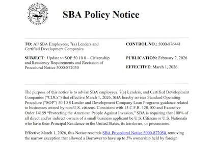 La medida tomada por la SBA le prohíbe acceder a préstamos a los inmigrantes