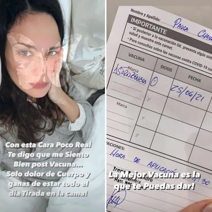 "La mejor vacuna es la que te puedas dar", escribi Paula Chaves tras recibir la primera dosis de la AstraZeneca