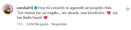 La mención de Carolina Baldini al posteo de Eva Bargiela y Gianluca Simeone