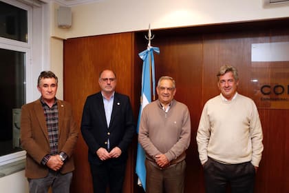 La Mesa de Enlace. Carlos Achetoni (FAA), Jorge Chemes (CRA), Carlos Iannizzotto (Coninagro) y Nicolás Pino (SRA)
