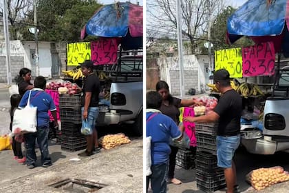 La mexicana compra frutas y verduras en la calle para ahorrar dinero