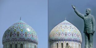 La mezquita de Ramadán en Bagdad, hace 20 años y ahora. (AHMAD AL-RUBAYE / AFP)