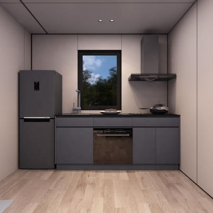 La mini casa prefabricada de Amazon incluye una cocina (Amazon)
