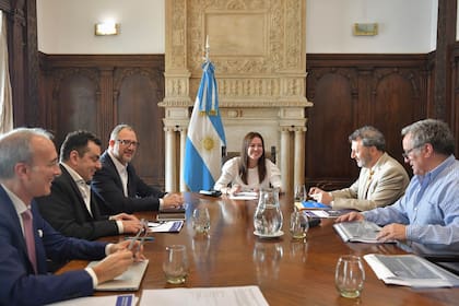 La ministra de Capital Humano, Sandra Pettovello, junto a parte de su gabinete