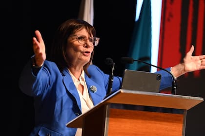 La ministra de Seguridad de la Nación, Patricia Bullrich, en la apertura del Primer Encuentro Internacional de Seguridad, en la sede de la jefatura de gobierno porteña