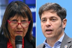 La ministra de Seguridad Patricia Bullrich junto al gobernador de la provincia de Buenos Aires, Axel Kicillof