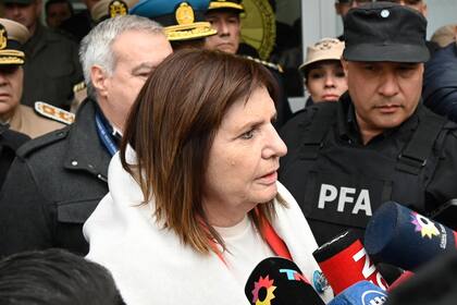La ministra Patricia Bullrich llega a los juzgados federales de Goya, en Corrientes
