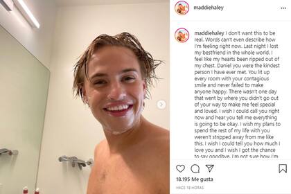 La modelo Maddie Haley le dedicó un conmovedor posteo a su novio, tras conocerse la triste noticia de su muerte