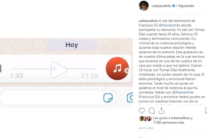 La modelo publicó los audios que registran las agresiones