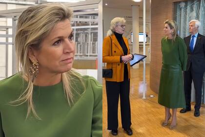 La monarca complementó el outfit con unos aros colgantes en negro y dorado (Foto: Captura de video / Instagram @eo_blauwbloed)