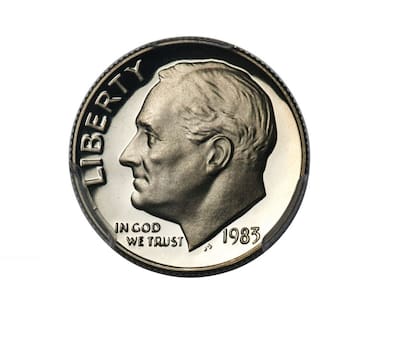 La moneda de 10 centavos de 1983 fue acuñada en San Francisco