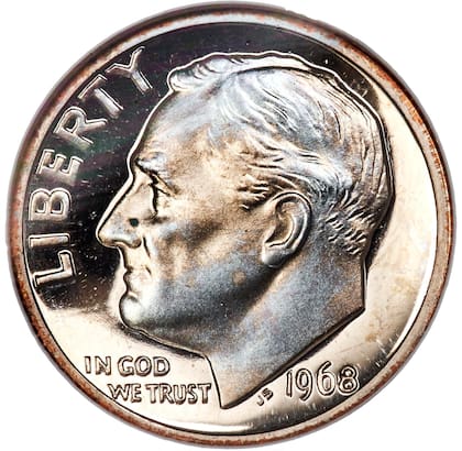 La moneda de 1968 cuenta con un error de acuñación que llevó a la ausencia de la marca de ceca