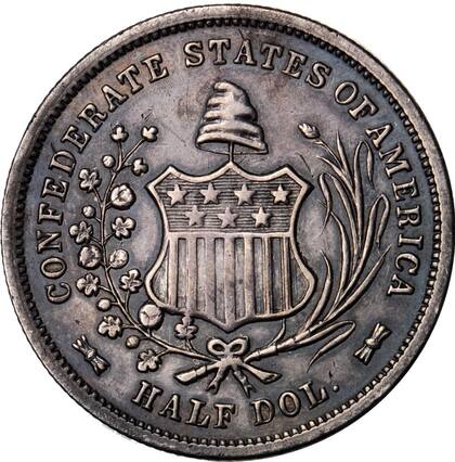 La moneda de medio dólar de 1861 emitida por los Estados Confederados de América representa la única acuñación oficial producida específicamente por y para la Confederación