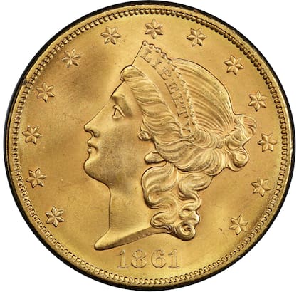 La moneda de oro fue acuñada en 1861 en Filadelfia