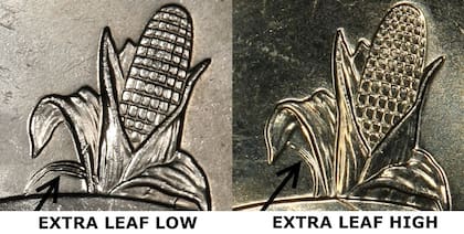 La moneda de un cuarto de dólar tiene una hoja de más en el diseño de su maíz