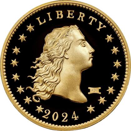 La moneda es un homenaje a la serie conocida como "Flowing Hair" acuñada en 1794