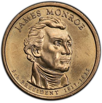 La moneda lleva la imagen de James Monroe, quinto mandatario estadounidense