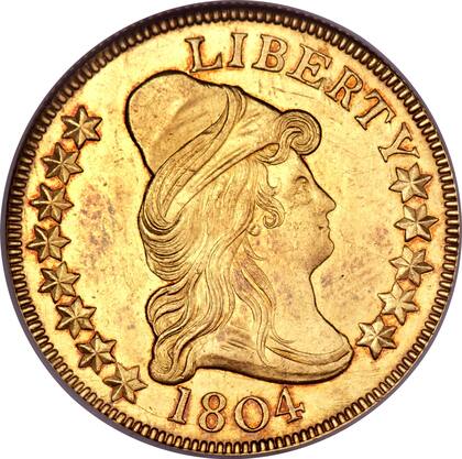 La moneda recibe el nombre de Crosslet 4 Eagle debido a las similitudes del número 4 con una cruz