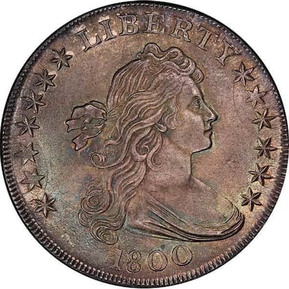 La moneda valiosa es parte de la serie Draped Bust