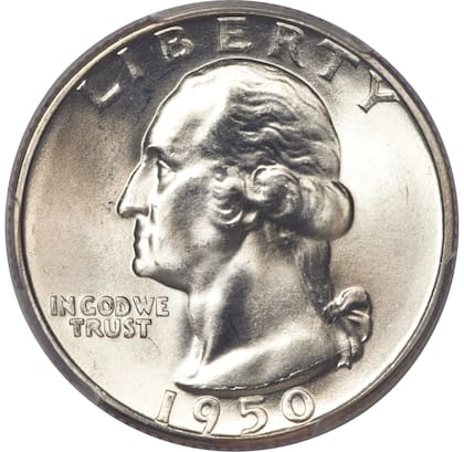 La moneda valiosa son los cuarto de dólar acuñados en 1950