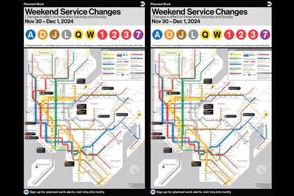 La MTA publicó el mapa con las modificaciones de los servicios del fin de semana de Acción de Gracias
