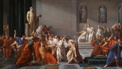 La muerte de Julio César, de Vincenzo Camuccini (1806), que se encuentra en el Museo Nacional de Capodimonte, Nápoles