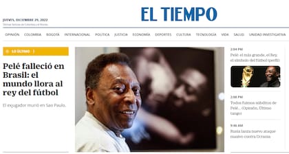 La muerte de Pelé, según El Tiempo (Colombia)