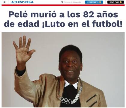 La muerte de Pelé, según El Universal (México)