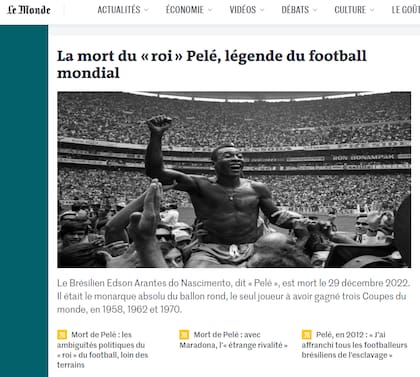 La muerte de Pelé, según Le Monde