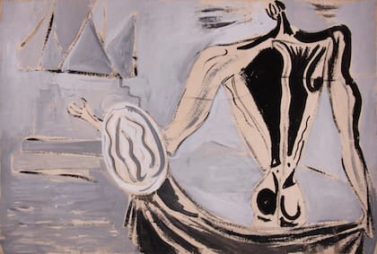 La muestra "Desde los márgenes. Gumier Maier en los 80" inaugurada en el Museo Nacional de Bellas Artes, presenta por primera vez obras como esta, de 1988, témpera sobre papel, de 60,5 x 89 cm.