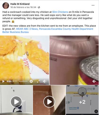 La mujer compartió cómo se veía su comida en varios videos