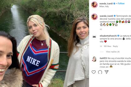 La mujer de Mauro Icardi paseó por los alrededores de la propiedad que tiene un arroyo natural