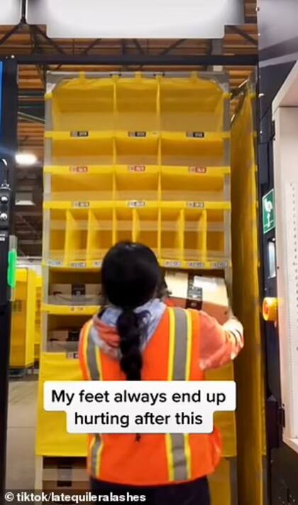 La mujer expresó que terminaba el turno con dolor en los pies (Crédito: TikTok/@latequileralashes)