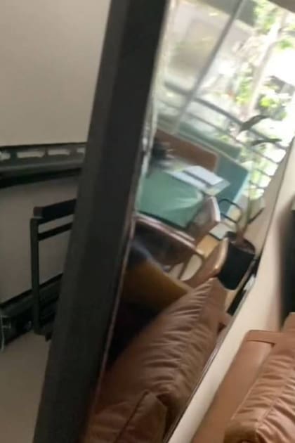 La mujer le mostró al técnico en su video "el perfil" del televisor