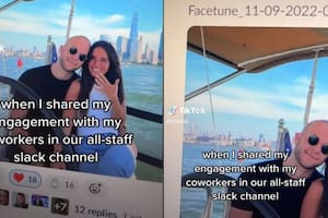 Compartió la foto de su compromiso con sus compañeros de trabajo, pero no advirtió un error