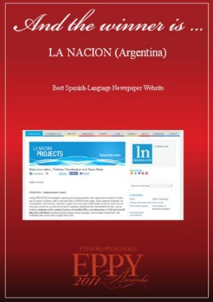 LA NACION obtuvo por segunda vez un EPPY Award como mejor sitio web de noticias