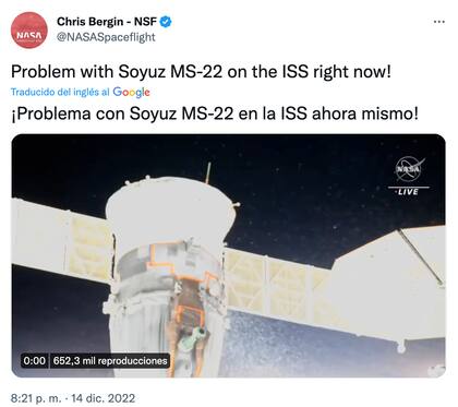 La NASA brindó imágenes de cómo se veía el anticongelante desprendiéndose del cohete