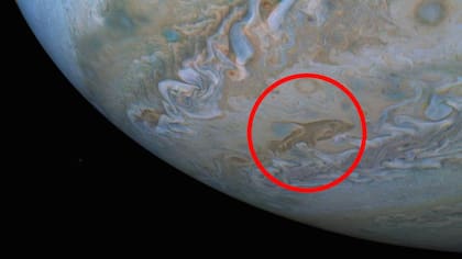 La NASA detectó la silueta de un delfín en Júpiter (Foto: NASA/@_TheSeaning)