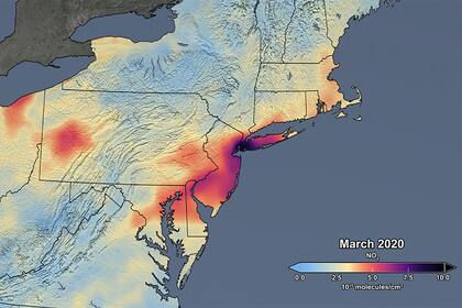La NASA registró caídas de un 30 por ciento en la contaminación del aire en el territorio noreste de Estados Unidos