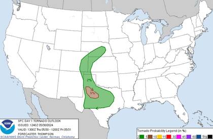 La NOAA advirtió por una probabilidad de aparición de tornados en el noroeste de Texas