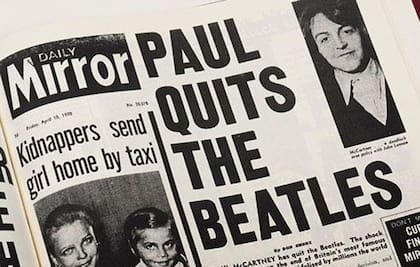 La nota de Daily Mirror donde se anunciaba la separación de los Beatles