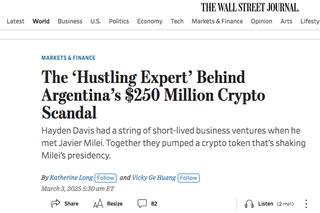 The Wall Street Journal trazó los nexos de Davis con Milei y advirtió sobre posibles demandas