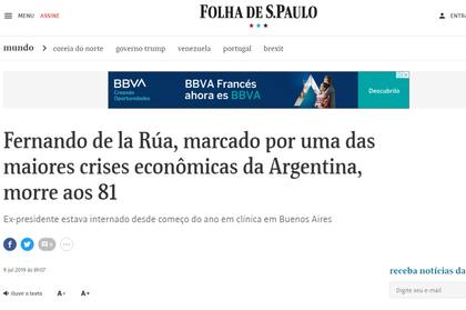 La nota del medio brasilero Folha de Sao Paulo