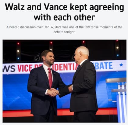 La nota principal de Politico sobre el debate vicepresidencial