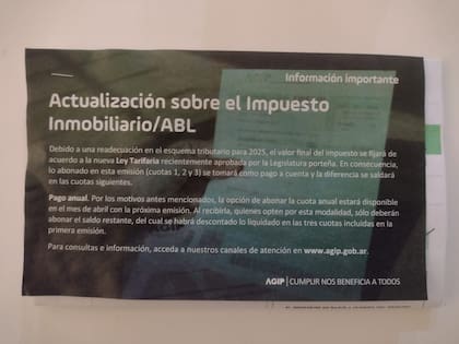 La nota que empezó a llegar junto con las boletas de papel