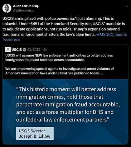 La noticia de los nuevos oficiales del Uscis no fue bien recibida por algunos